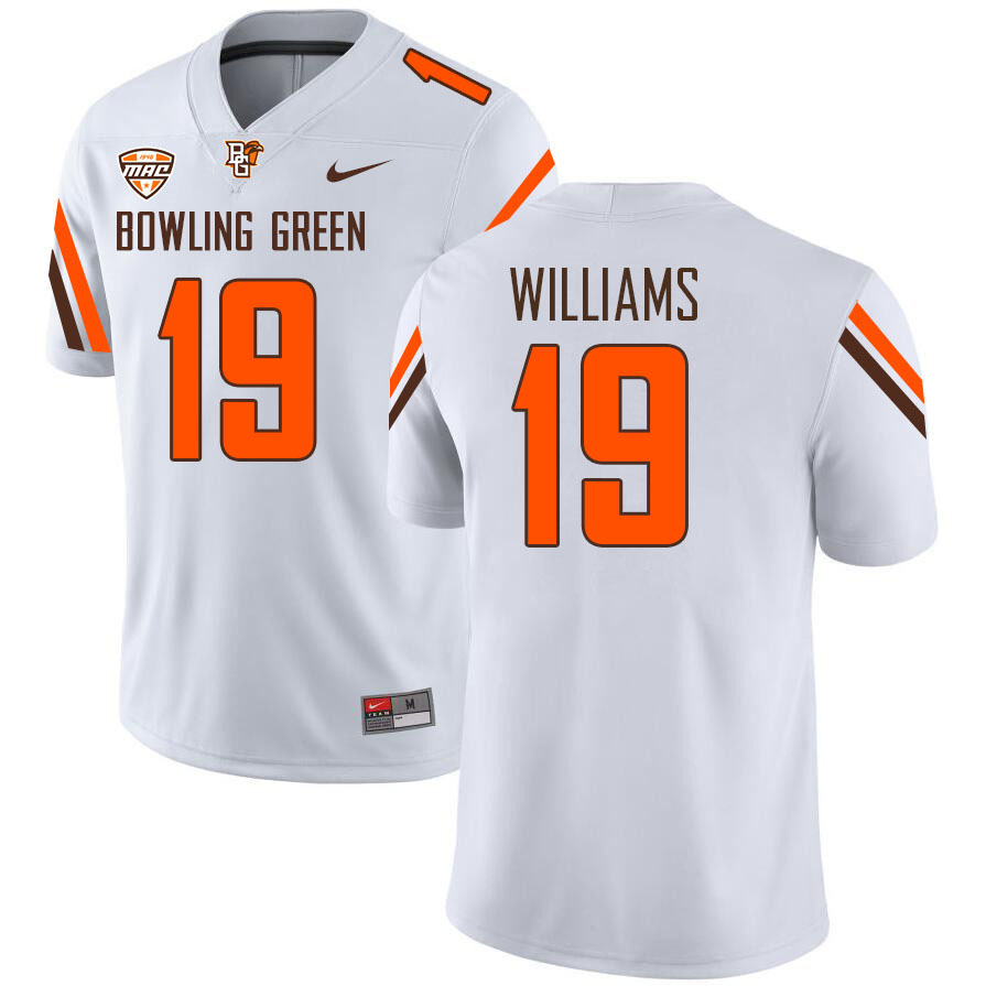 Bowling Green Falcons #19 Alijah Williams College Football Jerseys Stitched Sale-White
